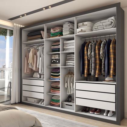 Imagem de Guarda-Roupa Casal Severo 6 Portas 6 Gavetas com Espelho Preto - Panorama Móveis