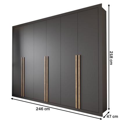 Imagem de Guarda-Roupa Casal Severo 6 Portas 6 Gavetas Preto - Panorama Móveis