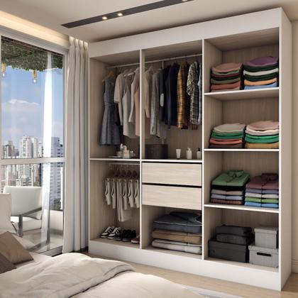 Imagem de Guarda-Roupa Casal Suíça 6 Portas 2 Gavetas 100% Mdf Branco - Panorama Móveis