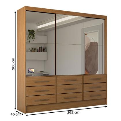 Imagem de Guarda-Roupa Casal Taylor Premium 3 Portas 9 Gavetas com Espelho Cinamomo - Panorama Móveis