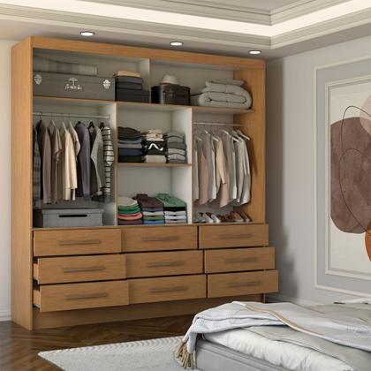 Imagem de Guarda-Roupa Casal Taylor Premium 3 Portas 9 Gavetas com Espelho Cinamomo - Panorama Móveis