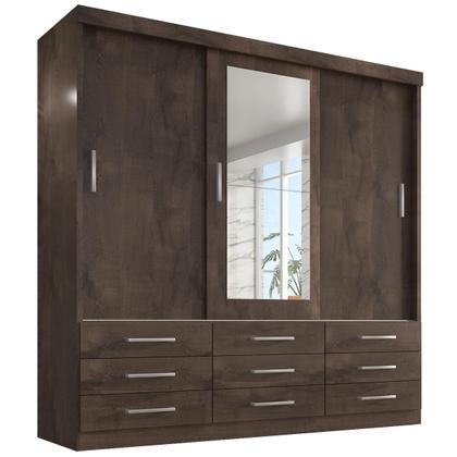 Imagem de Guarda Roupa Casal Tonielque Capri 3 Portas Correr 9 Gavetas com Espelho