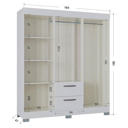 Imagem de Guarda Roupa Casal Tóquio 6 Portas com Armário Multiuso 2 Portas Pequeno Branco Brilho - Poquema