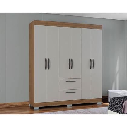 Imagem de Guarda Roupa Casal Tóquio 6 Portas Damasco Off White - Poquema