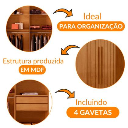 Imagem de Guarda Roupa Casal Toronto MDF 8 Portas e 4 Gavetas Moderna Mobília