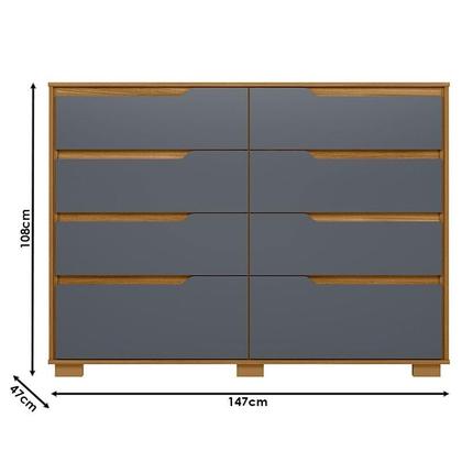 Imagem de Guarda Roupa Casal Valença com Espelho e Cômoda Georgia Freijó Cinza  Moval