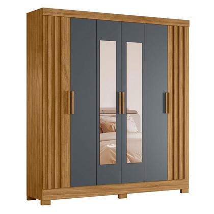 Imagem de Guarda Roupa Casal Valença com Espelho e Cômoda Georgia Freijó Cinza  Moval