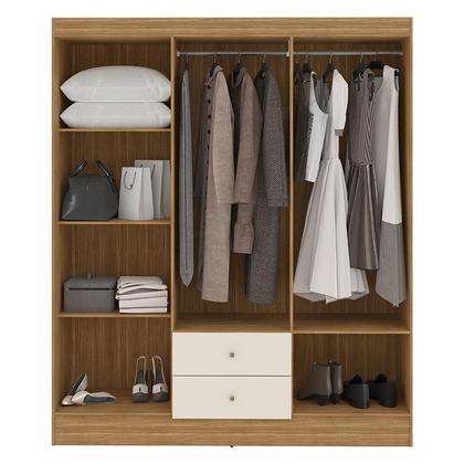 Imagem de Guarda Roupa Casal Versa 6 Portas Freijó Off White Fosco com Armário Multiuso Aura Freijó Fosco - Kits Paraná