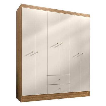 Imagem de Guarda Roupa Casal Versa 6 Portas Freijó Off White Fosco com Armário Multiuso Aura Freijó Fosco - Kits Paraná