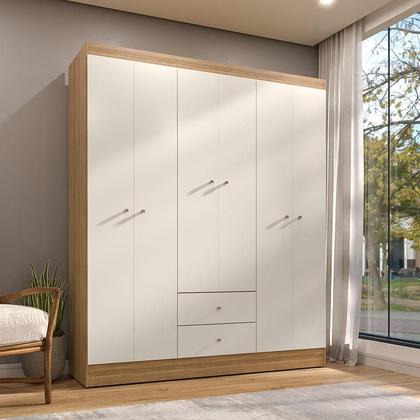 Imagem de Guarda Roupa Casal Versa 6 Portas Freijó Off White Fosco - Kits Paraná