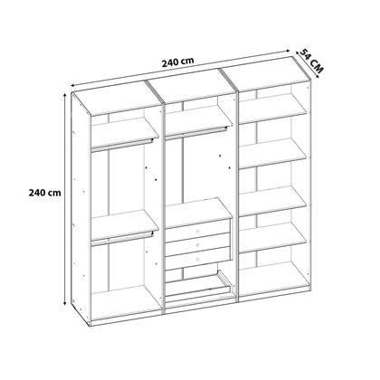 Imagem de Guarda Roupa Closet 240 cm 3 Gavetas e Cabideiros 100% MDF