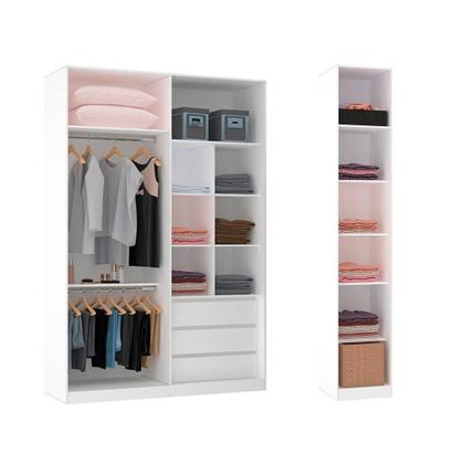 Imagem de Guarda Roupa Closet, 3 Gavetas, 2 Cabideiros Branco Branco