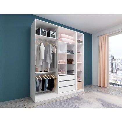 Imagem de Guarda Roupa Closet, 3 Gavetas, 2 Cabideiros Branco Branco