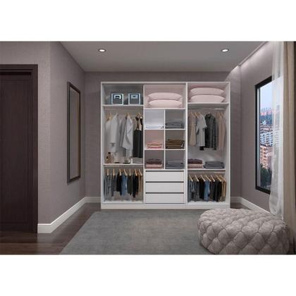 Imagem de Guarda Roupa Closet, 3 Gavetas, 4 Cabideiros Branco Branco