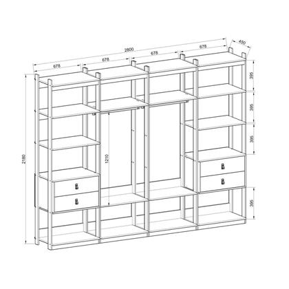 Imagem de Guarda Roupa Closet 4 Modulos, 4 Gavetas, 2 Cabideiros Estilo Industrial
