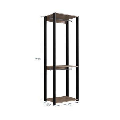 Imagem de Guarda Roupa Closet 6 Peças com 3 Cabideiros 6 Gavetas e 16 Nichos Easy Bege/Preto/Montana