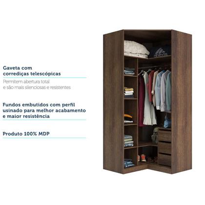 Imagem de Guarda Roupa Closet Aberto Canto Diagonal 3 Gavetas 1 Cabideiro 111,90cm Prime Luciane MA³veis