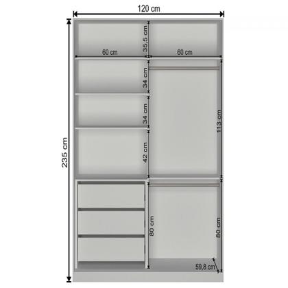 Imagem de Guarda Roupa Closet Compact 2 Portas Com 1 Espelho Nova Mobile