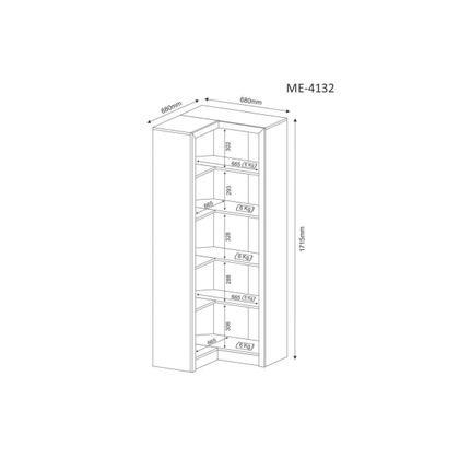 Imagem de Guarda Roupa Closet de Quarto Canto Oblíquo ME4132 c/ 4 Prateleiras Aberto s/ Portas Nogal - Tecno Mobili