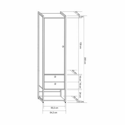 Imagem de Guarda Roupa Closet Industrial 1 Porta 2 Gavetas Olivar