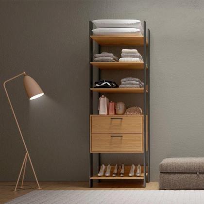 Imagem de Guarda Roupa Closet Industrial 2 Gavetas 4 Prateleiras Tw401 Freijó/Preto Fosco