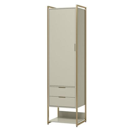 Imagem de Guarda-Roupa Closet Industrial Mital 1 PT 2 GV Off White e Dourado