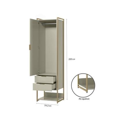 Guarda-Roupa Closet Industrial Mital 1 PT 4 GV Off White e Dourado - Mobly Imagem de Guarda-Roupa Closet Industrial Mital 1 PT 4 GV Off White e Dourado