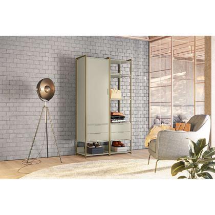 Guarda-Roupa Closet Industrial Mital 1 PT 4 GV Off White e Dourado - Mobly Imagem de Guarda-Roupa Closet Industrial Mital 1 PT 4 GV Off White e Dourado