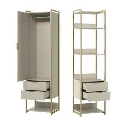 Guarda-Roupa Closet Industrial Mital 1 PT 4 GV Off White e Dourado - Mobly Imagem de Guarda-Roupa Closet Industrial Mital 1 PT 4 GV Off White e Dourado