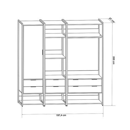 Guarda-Roupa Closet Industrial Mital 1 PT 6 GV Off White e Dourado - Mobly Imagem de Guarda-Roupa Closet Industrial Mital 1 PT 6 GV Off White e Dourado