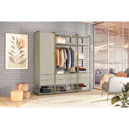 Guarda-Roupa Closet Industrial Mital 1 PT 6 GV Off White e Dourado - Mobly Imagem de Guarda-Roupa Closet Industrial Mital 1 PT 6 GV Off White e Dourado