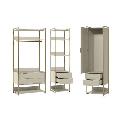 Guarda-Roupa Closet Industrial Mital 1 PT 6 GV Off White e Dourado - Mobly Imagem de Guarda-Roupa Closet Industrial Mital 1 PT 6 GV Off White e Dourado