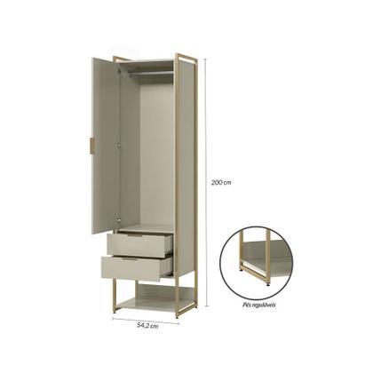 Guarda-Roupa Closet Industrial Mital 1 PT 6 GV Off White e Dourado - Mobly Imagem de Guarda-Roupa Closet Industrial Mital 1 PT 6 GV Off White e Dourado