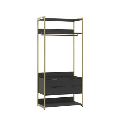 Guarda-Roupa Closet Industrial Mital 1 PT 6 GV Preto e Dourado - Mobly Imagem de Guarda-Roupa Closet Industrial Mital 1 PT 6 GV Preto e Dourado