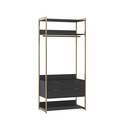 Imagem de Guarda-Roupa Closet Industrial Mital 1 PT 6 GV Preto e Dourado