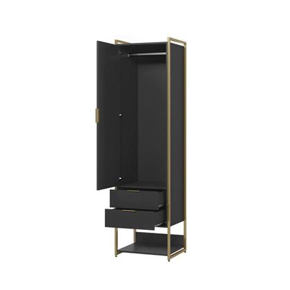 Imagem de Guarda-Roupa Closet Industrial Mital 1 PT 6 GV Preto e Dourado