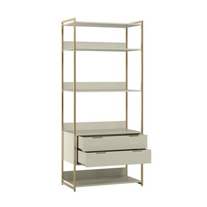 Imagem de Guarda-Roupa Closet Industrial Mital 1 PT 8 GV Off White e Dourado