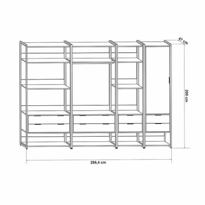 Imagem de Guarda-Roupa Closet Industrial Mital 1 PT 8 GV Off White e Dourado