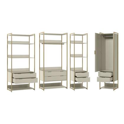 Guarda-Roupa Closet Industrial Mital 1 PT 8 GV Off White e Dourado - Mobly Imagem de Guarda-Roupa Closet Industrial Mital 1 PT 8 GV Off White e Dourado