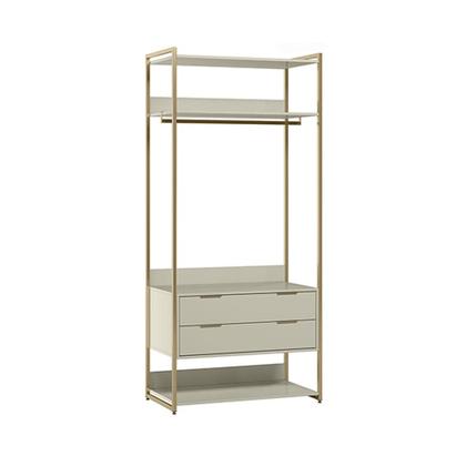 Imagem de Guarda-Roupa Closet Industrial Mital 1 PT 8 GV Off White e Dourado