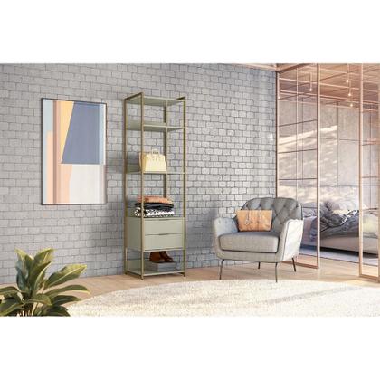 Imagem de Guarda-Roupa Closet Industrial Mital 2 GV Off White e Dourado 54 cm