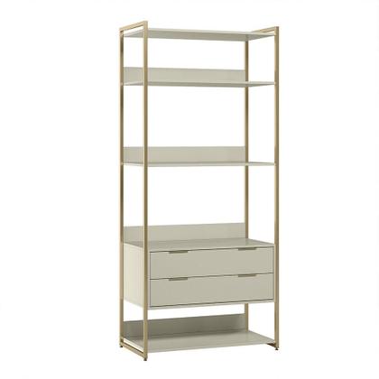 Imagem de Guarda-Roupa Closet Industrial Mital 2 GV Off White e Dourado 89 cm