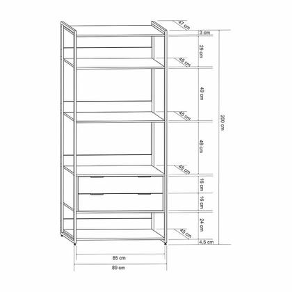 Imagem de Guarda-Roupa Closet Industrial Mital 2 GV Off White e Dourado 89 cm