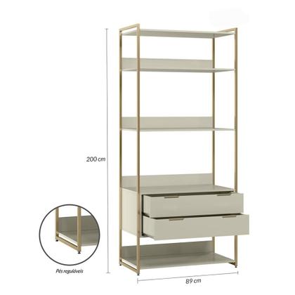 Imagem de Guarda-Roupa Closet Industrial Mital 2 GV Off White e Dourado 89 cm