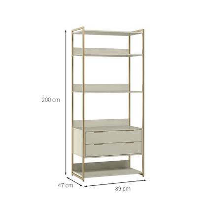 Imagem de Guarda-Roupa Closet Industrial Mital 2 GV Off White e Dourado 89 cm