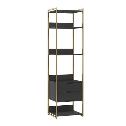 Imagem de Guarda-Roupa Closet Industrial Mital 2 GV Preto e Dourado 54 cm