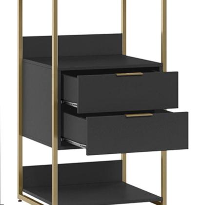 Imagem de Guarda-Roupa Closet Industrial Mital 2 GV Preto e Dourado 54 cm