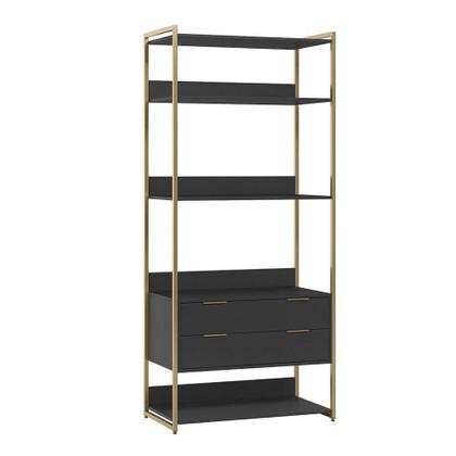 Imagem de Guarda-Roupa Closet Industrial Mital 2 GV Preto e Dourado 89 cm