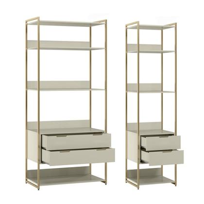 Imagem de Guarda-Roupa Closet Industrial Mital 4 GV Off White e Dourado 143 cm