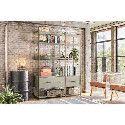 Guarda-Roupa Closet Industrial Mital 4 GV Off White e Dourado 143 cm - Mobly Imagem de Guarda-Roupa Closet Industrial Mital 4 GV Off White e Dourado 143 cm